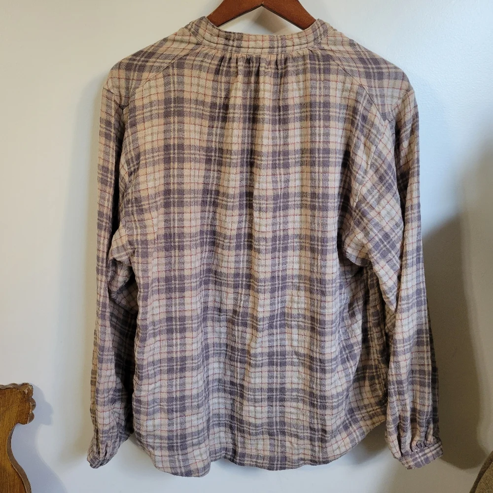 Free People Northern Bound Pullover in Beige Plaid Size XS